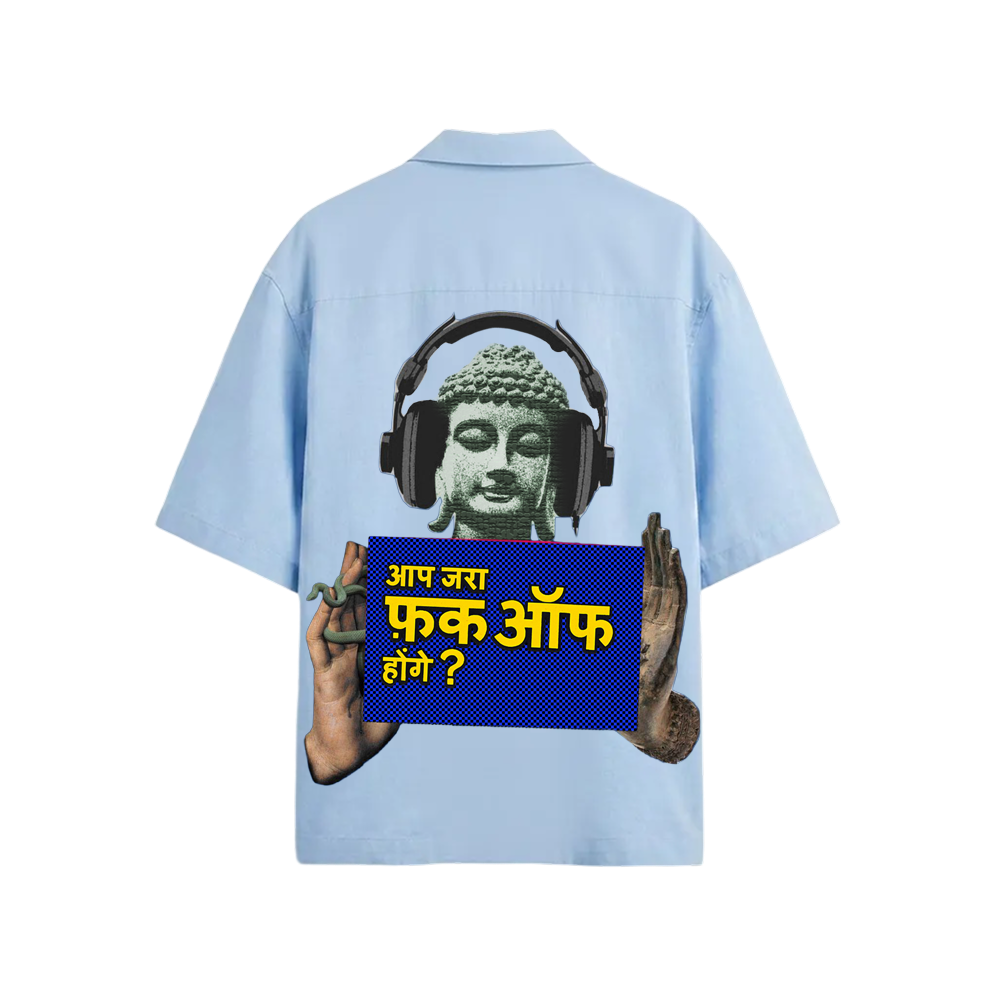 Kaand Aap Zara Fuck Off Hoge (Light Blue) Bowling Shirt